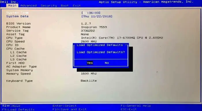 reset BIOS settings