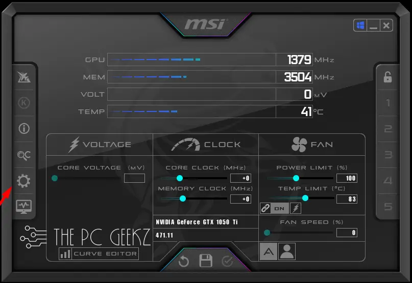 msi afterburner gear icon