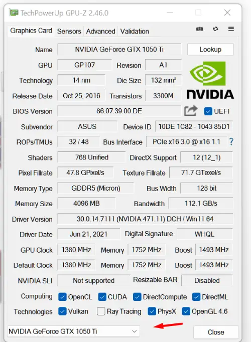 GPU-Z choose gpu