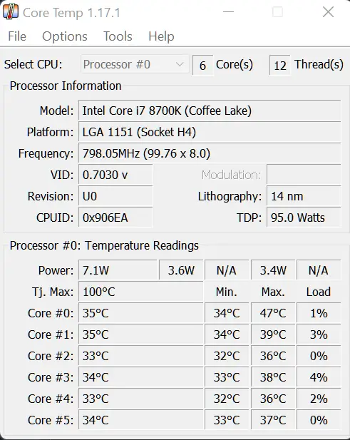 core temp screenshot