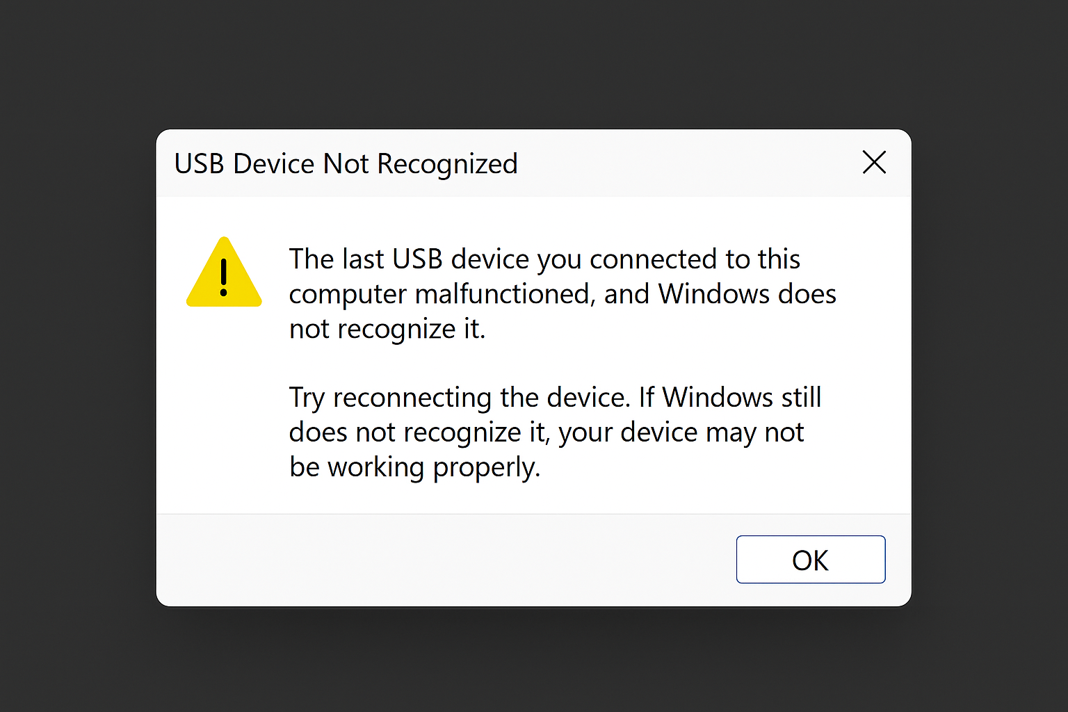 HOW TO Fix - usb device not recognized
