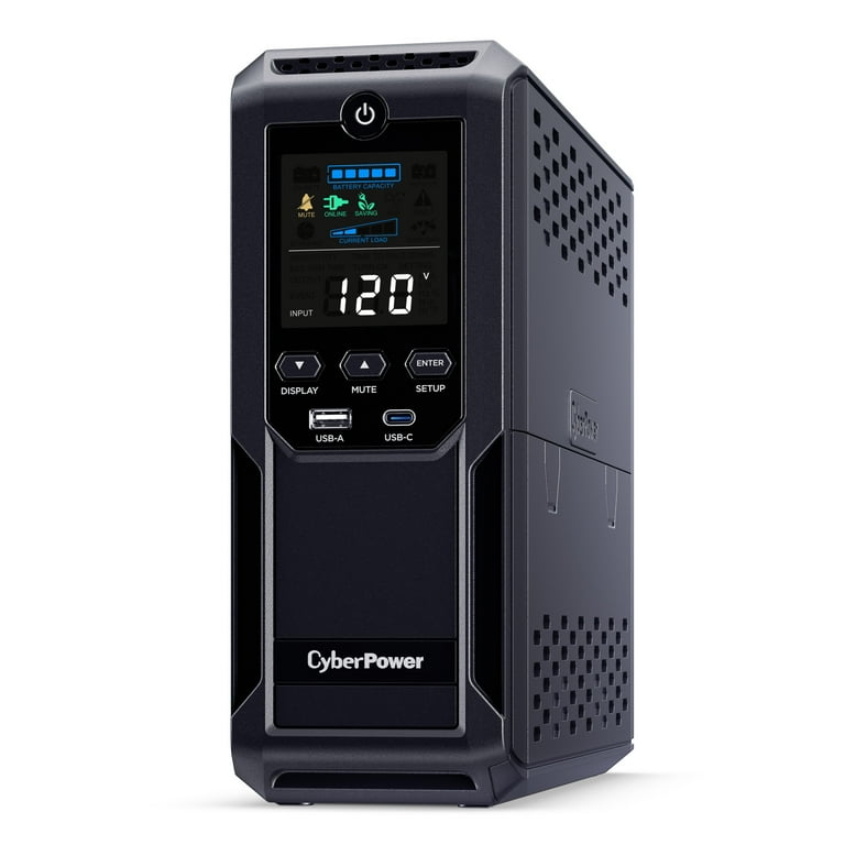 3. CyberPower CP1500AVRLCD3 Intelligent LCD UPS System, 1500VA/900W, 12 Outlets, 2 USB Ports, AVR, Mini Tower, Black: