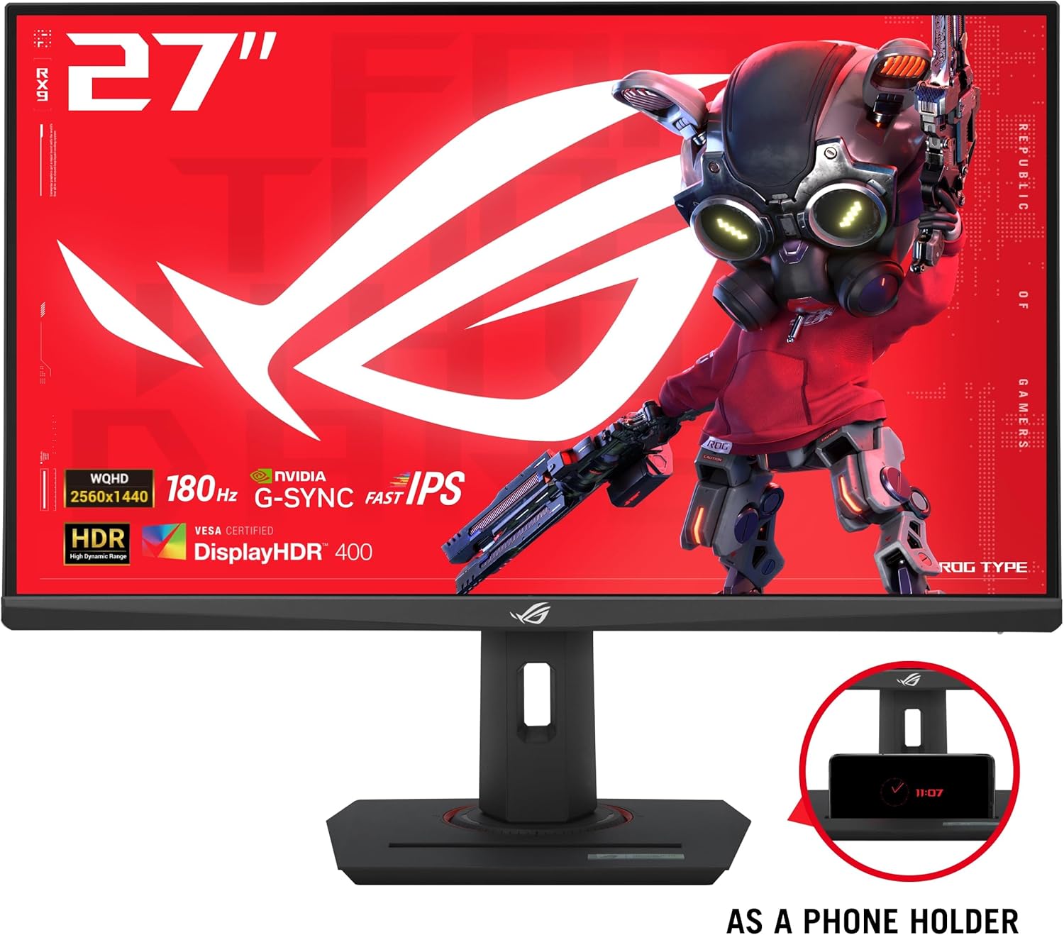  ASUS ROG Strix 27” QHD (2560x1440) HDR400 USB-C Gaming Monitor (XG27ACS), 180Hz: